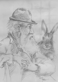 Alter Mann mit Kaninchen